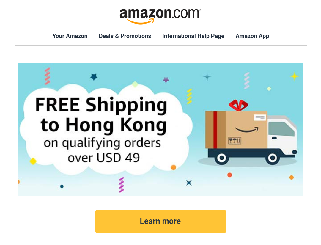 如何獲得Amazon免運費到香港